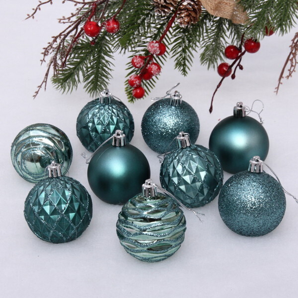 Набор шаров «Diamond shine» 6 см (9 предметов), бирюза