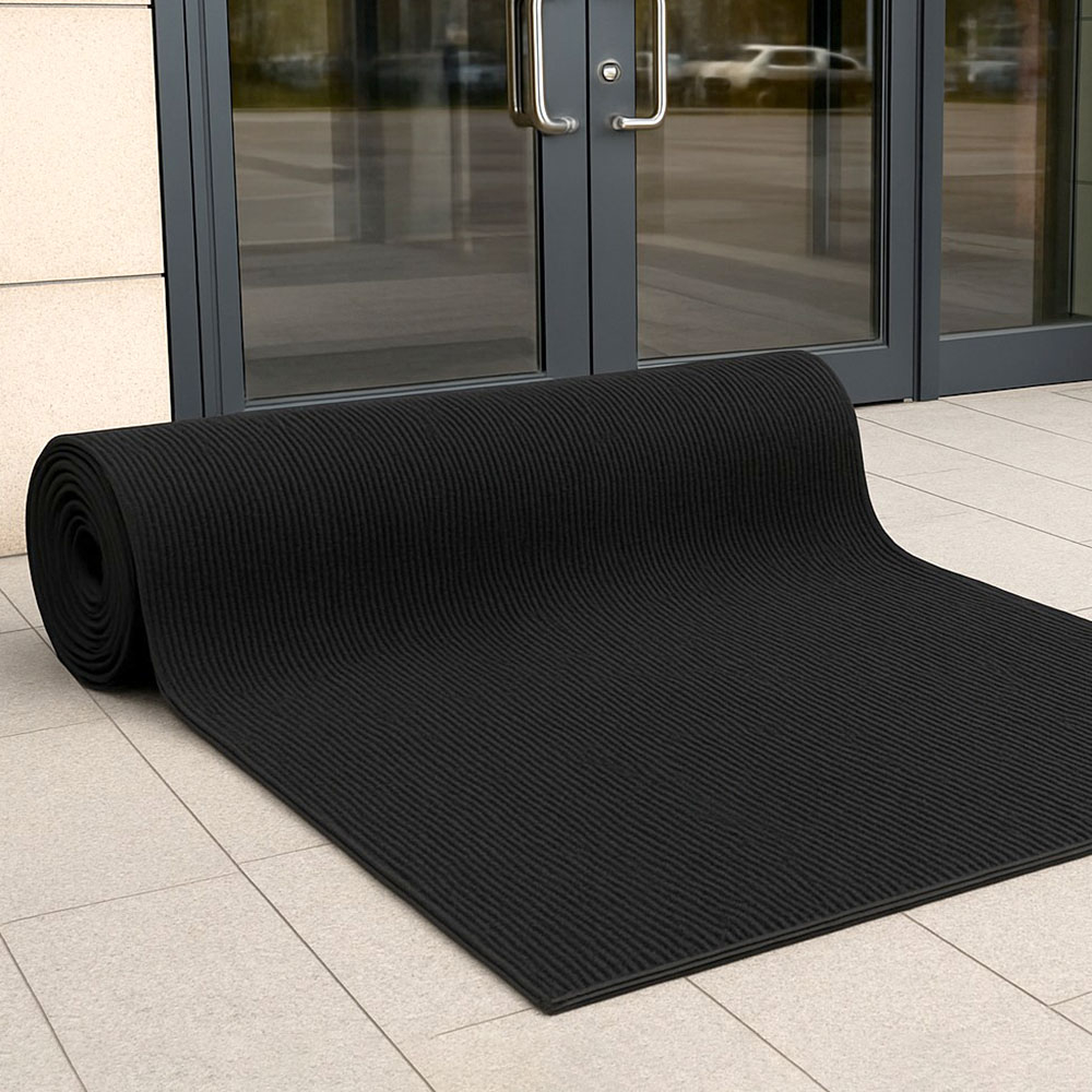 Коврик 0,9*15м влаговпитывающий ребристый FLOOR MAT "Стандарт", черный