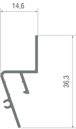 Алюм. профиль под натяжной потолок с подсветкой,  14, 6х36, 3х2000мм. Без матового экрана. алюминий