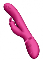 Розовый вибромассажер May Pulse-Wave & C-spot & G-Spot Rabbit - 22 см.