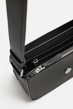 ZARA СУМКА С ТЕКСТУРОЙ, ЧЕРНЫЙ