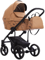 Детская коляска Bebetto Magnum Light SE Pro 2 в 1 04 рыжая кожа черная рама