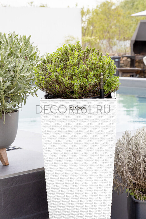 Напольное Кашпо RATTAN 31 литр OLA DOM белый с автополивом