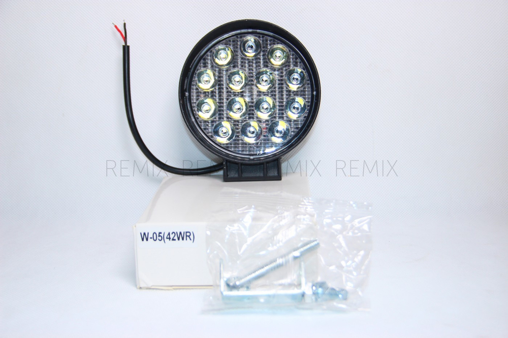 Светодиодная LED фара 42W (ближний дополнительный свет, круглая черная малая)
