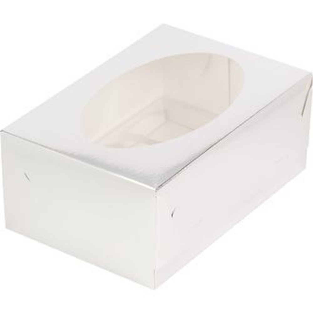 коробка для 6 капкейков серебро 235х160х100