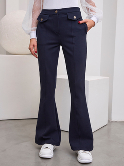 Брюки классические для девочки клёш тёмно-синие