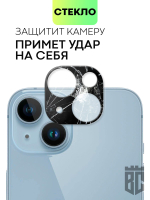Стекло на камеру BROSCORP для Apple iPhone 14;Apple iPhone 14 Plus оптом (арт. IP14-3D-CAM-GLASS-BLACK)