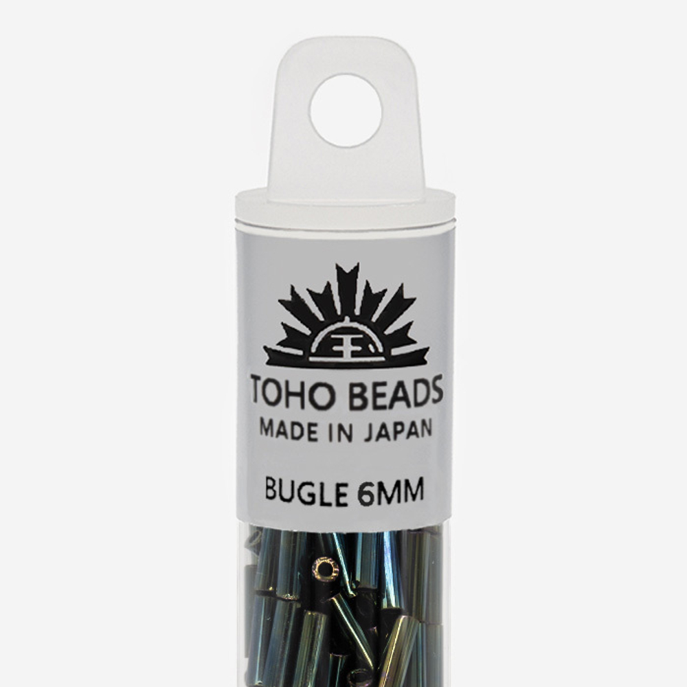 Японский бисер TOHO Bugle (стеклярус) 6mm (№84), металлизированный, непрозрачный глянцевый