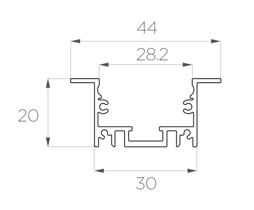 Профиль врезной алюминиевый LC-LPV-2044-2 Anod