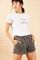 Qadın üçün beli rezinli boz şort 10071053