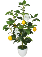 Искусственное деревце Лимон с цветами 60см в кашпо