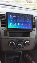 Магнитола для Nissan Tiida C11 2004-2013 (кондиционер/климат с прямоугольным экранчиком, рамка серая) - Teyes CC3L на Android 10, 8-ядер, CarPlay, 4G SIM-слот