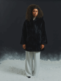 Шуба искусственная, черная, SilverFox