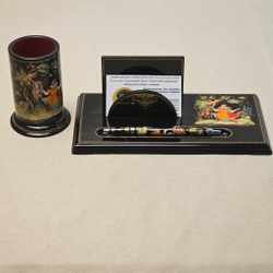 Набор письменный настольный "Жар-птица и Иван. Палех" с ручной росписью