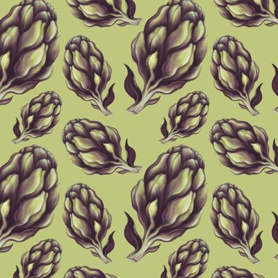 Артишок на оливковом фоне