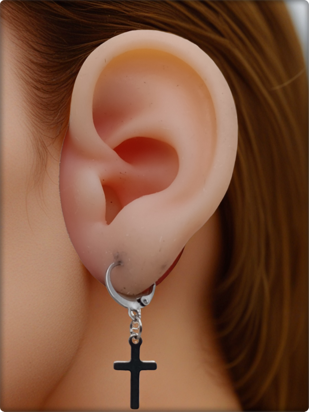 Серьги кольца "Крестики" стальные для пирсинга ушей.