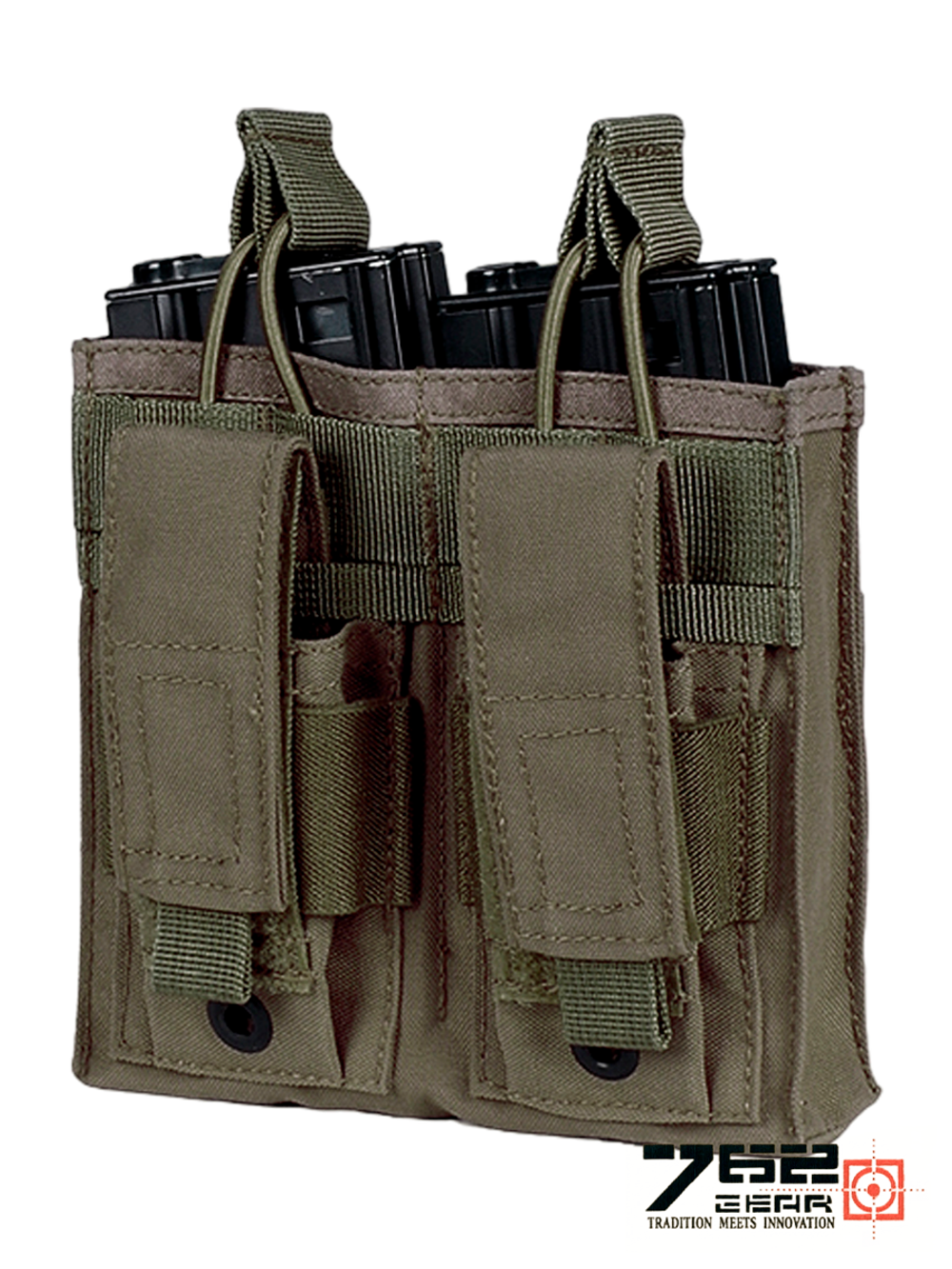 Подсумок для 2 магазинов M4/M16 и 2 пистолетных магазина Tactica 7.62 Gear (PH-474). Олива