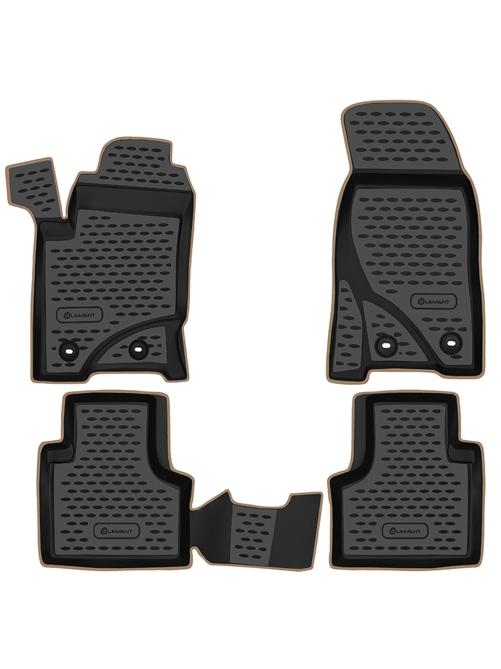 Коврики в салон для CHEVROLET NIVA 2009-2020, LADA NIVA I, Travel 2020-, внедорожник , 4 шт. (бежевый кант, полиуретан) KANT.NLC.52.17.210.BG