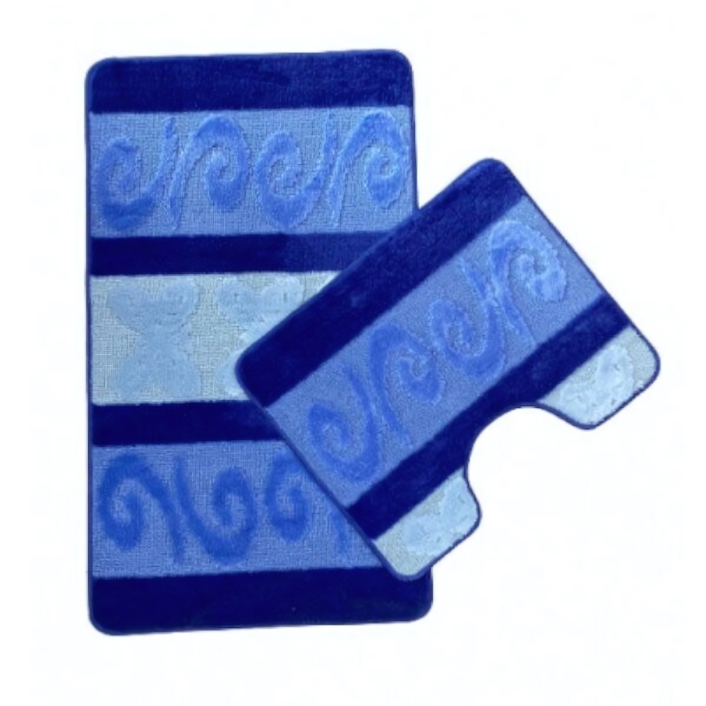 Набор ковриков для ванной комнаты ZALEL "HURREM" 2 предмета 60*100+50*60 Blue голубой