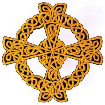Нашивка Крест кельтский (вязь, желтый)