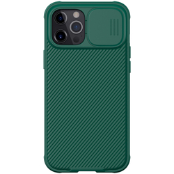 Чехол для iPhone 12 Pro Max с защитной шторкой задней камеры от Nillkin серии CamShield Pro Case, зеленый цвета Deep Green