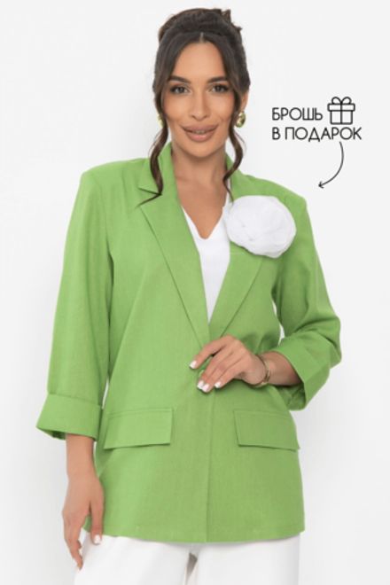 Пиджак льняной Мэрлин (зеленый) Б15429-7М LT Collection