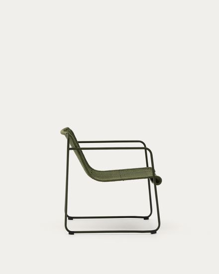 Кресло Maurina из оцинкованной стали зелёного цвета и зелёным шнуром La Forma Испания