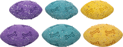 Игрушка для собак "Мячик для регби" с пищалкой, 9 х 5 см, латекс, в ассортименте, Flamingo