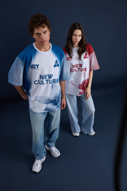 Футболка мужская Oversize с пич эффектом "Retro Sport" Синий