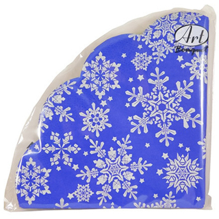 Rondo Салфетка кругл.12шт,3хсл.Серебряные снежики на синем