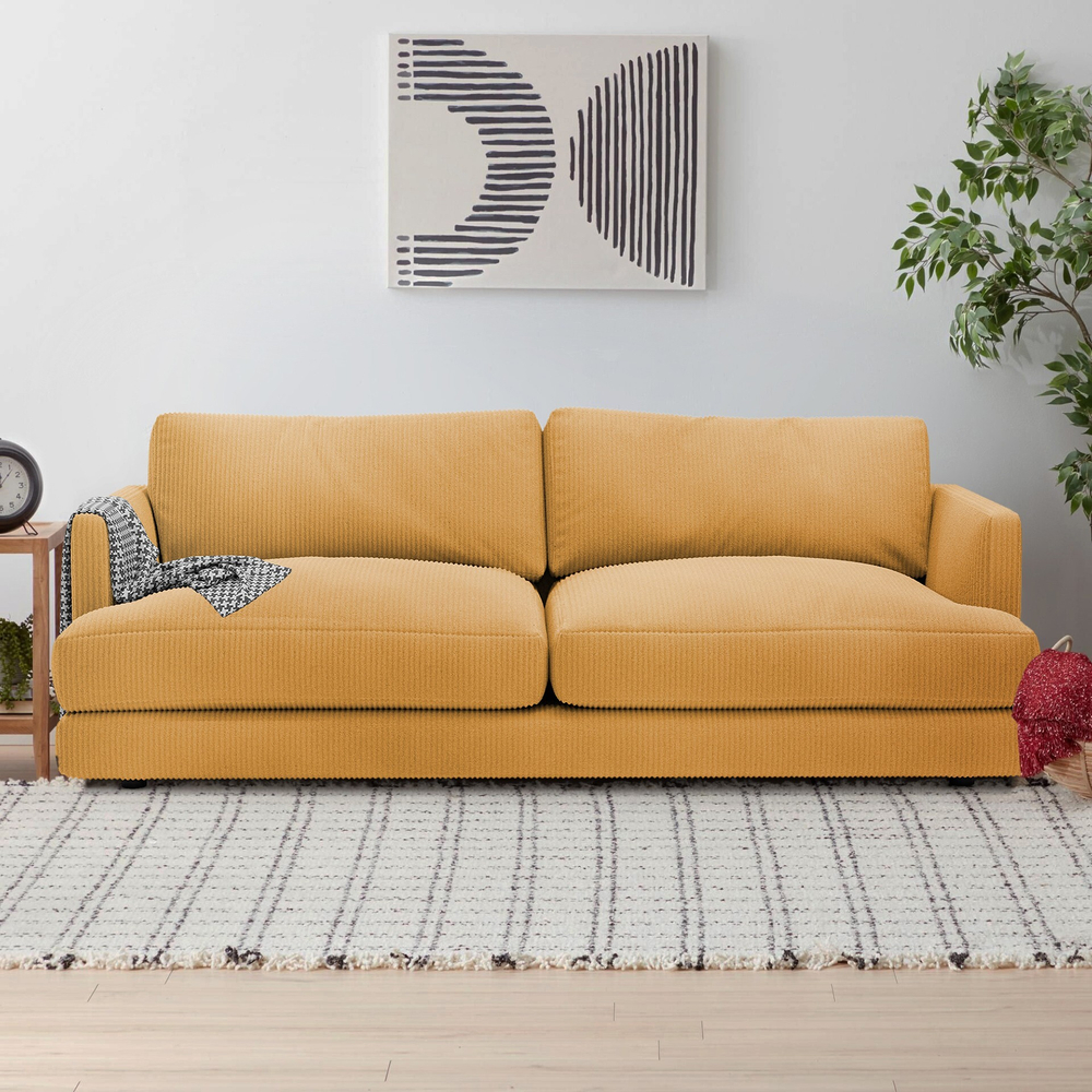 Диван Ибица Cilium Umber 215*116*93 см, Желтый Вельвет Еврокнижка Фиеста