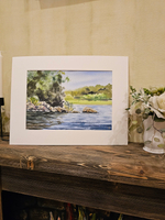 Картина авторская акварельная в паспарту 30х40 см на стену для интерьера "Мыс острова Белоярский"