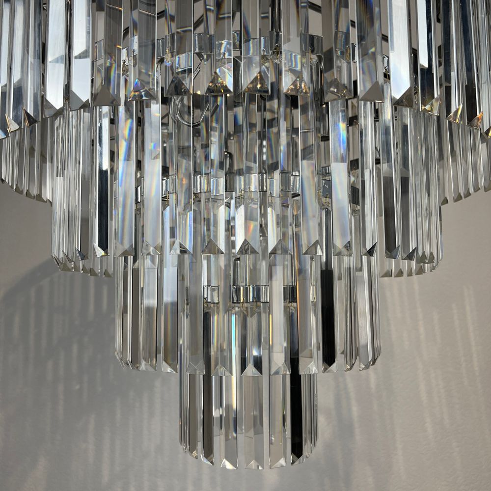 Подвесная Люстра Rh 1920S Odeon Clear Glass Fringe Chandelier D80 Chrome By Imperiumloft