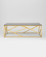 Журнальный стол 120*60 АРТ ДЕКО стекло smoke сталь золото