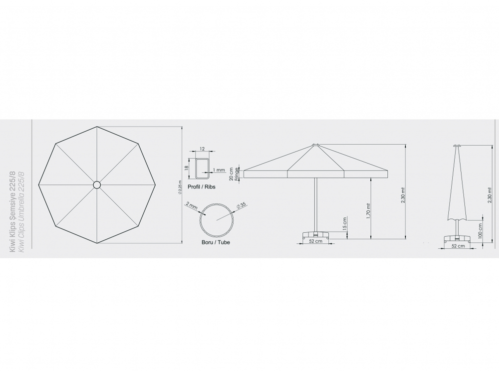 Зонт профессиональный Theumbrela Semsiye Evi Kiwi Clips, бежевый