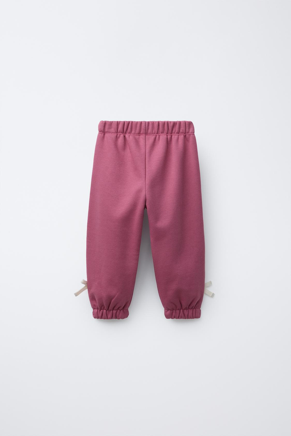 ZARA БРЮКИ-ДЖОГГЕРЫ С ЛАМПАСАМИ И БАНТОМ, МАЛИНОВЫЙ