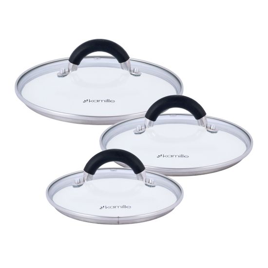 Набор кастрюль 6 предметов из нержавеющей стали Kamille KM 5754 (1,8 л; 2,5 л; 3,5 л) с силиконовыми вставками на ручках
