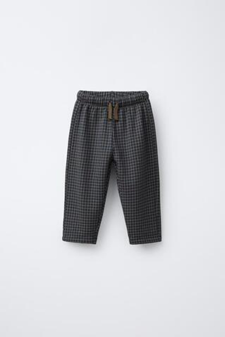 ZARA БРЮКИ СВОБОДНОГО КРОЯ В КЛЕТКУ, АНТРАЦИТОВО-СЕРЫЙ