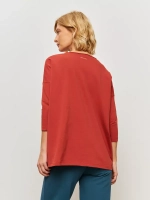 Лонгслив оверсайз с рукавом 3/4 терракотовый