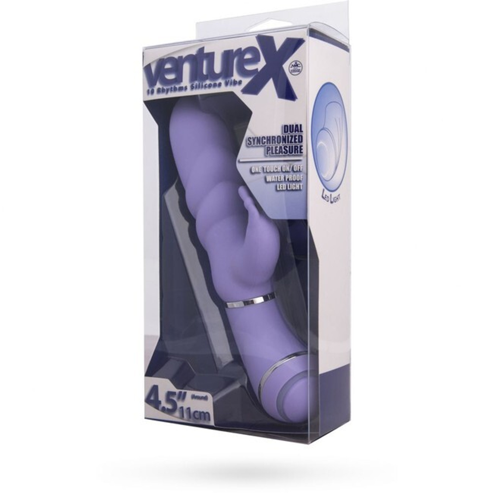 Небольшой секс-вибратор с клиторальным стимулятором, 10 режимов вибрации (фиолетовый) (Цвет: фиолетовый)