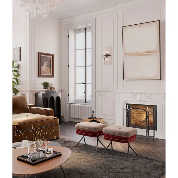 Пуф Pea, велюр, бежевый/бордовый