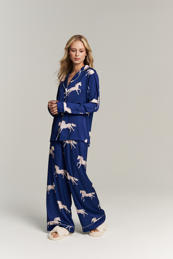 Шелковые брюки с кантом - белые лошади