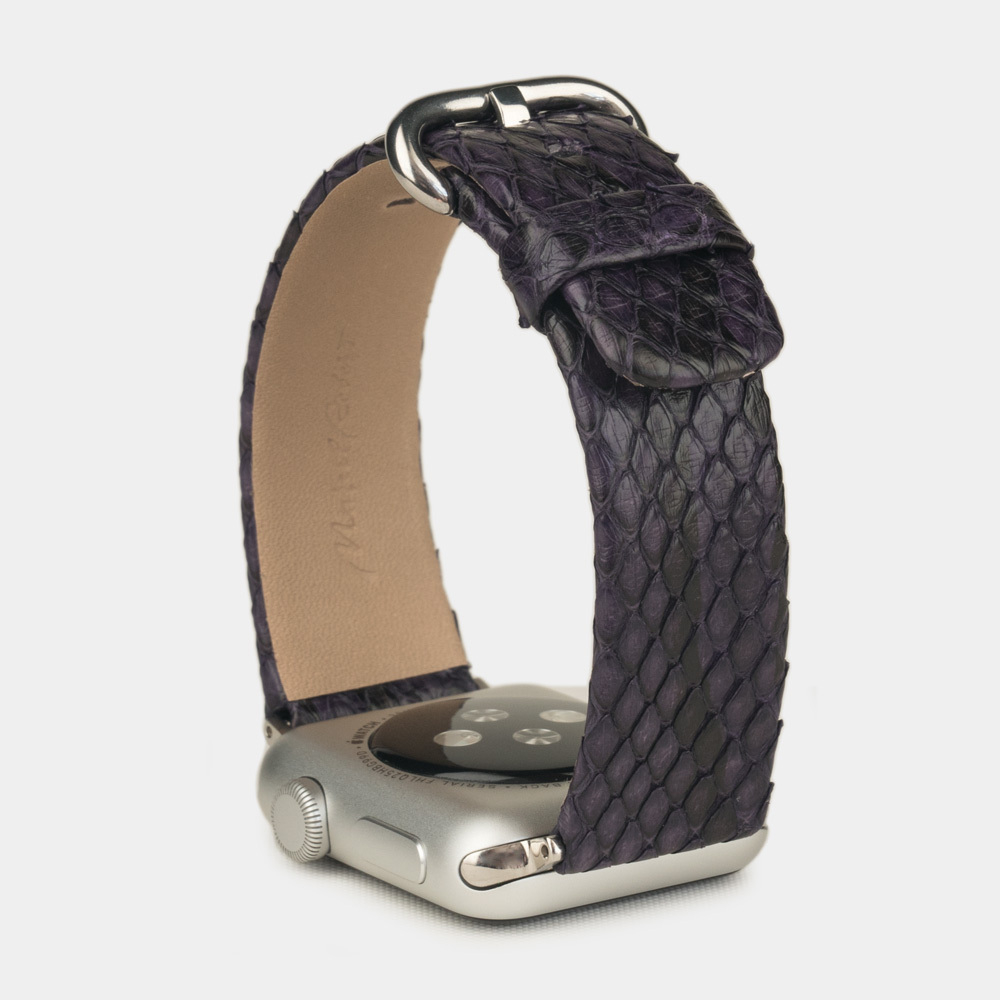 Ремешок для Apple Watch 44/45/46 mm из кожи питона, фиолетового цвета
