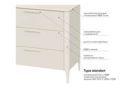 Комод Type 3 ящика ширина 120 см (молочный)