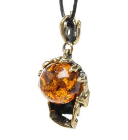 AM-1721 Подвеска «Череп» (латунь, янтарь)