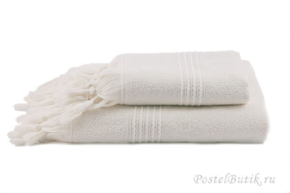 Элитное махровое полотенце Meyzer Tassels белое от Hamam