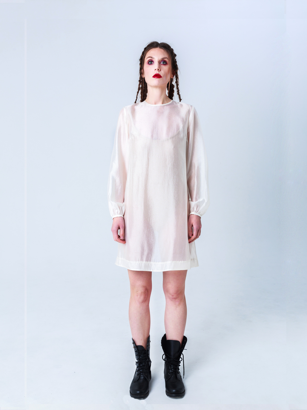 Платье-туника из органзы "Лебедь". Белое