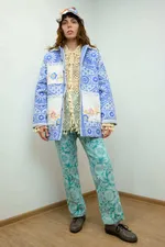 Куртка Soeurs Утепленная с Кружевными Карманами синяя