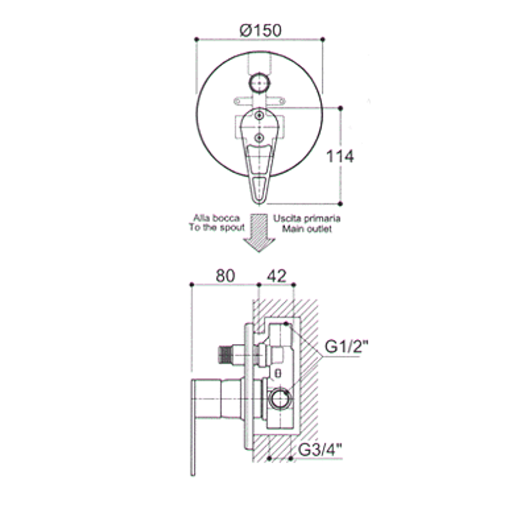 Встраиваемый смеситель для душа Ritmonio Frame G0BA0750CRL