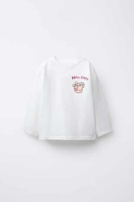 ZARA ФУТБОЛКА С ПРИНТОМ PEPPA PIG™, ЭКРЮ
